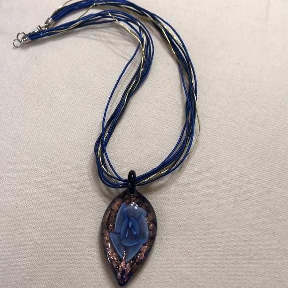 Murano Jewelry - Murano glass necklace -on cord-stunning/unique  !